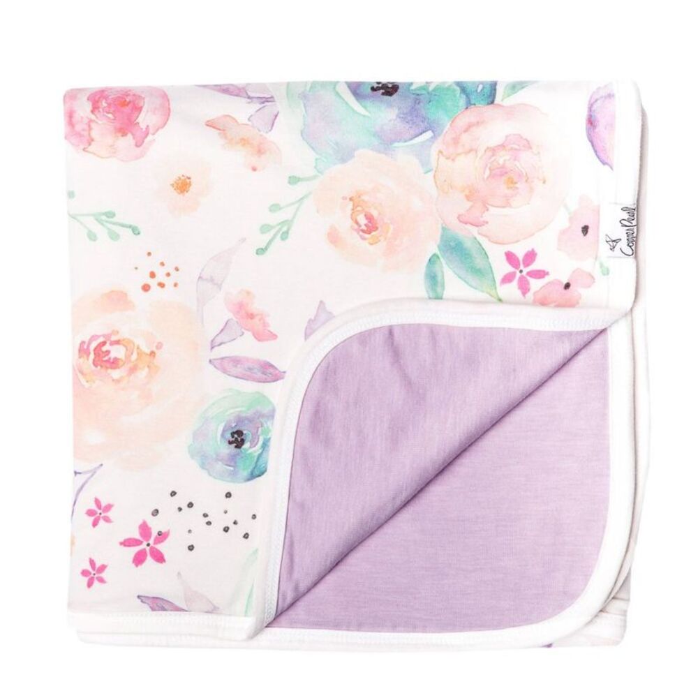 Autumn 3-Layer Reversible Botanical Jersey Baby Quilt Blanket - Bloom
